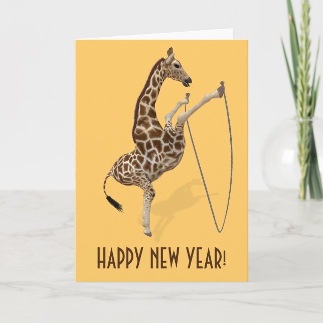 Comical Rope Jump Giraffe Helgkort (Framsida)