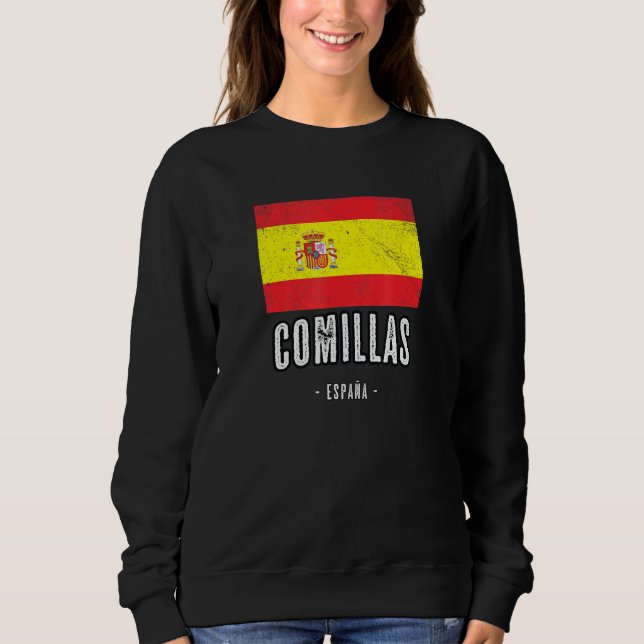 Comillas Spain Es Flagga City Bandera Ropa T Shirt (Framsida)