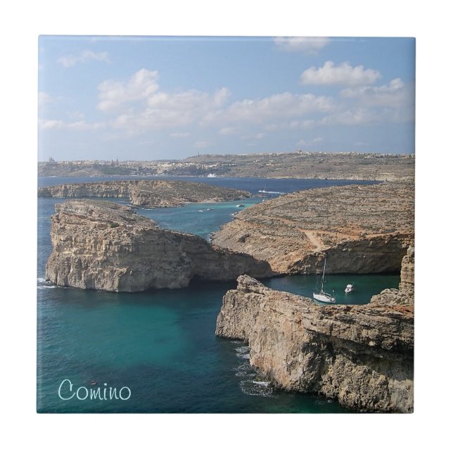 Comino-ön i Malta Kakelplatta (Framsidan)