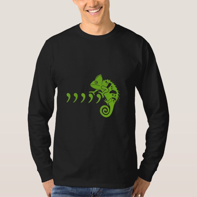 Comma Chameleon Funny 80's Music Lyrics Animals T Shirt (Framsida)