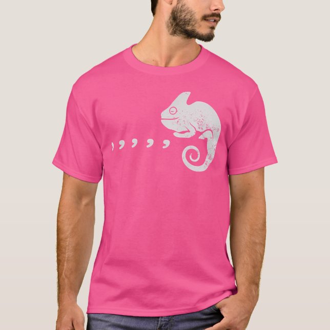 Comma Chameleon Funny 80S Music Pun T Shirt (Framsida)
