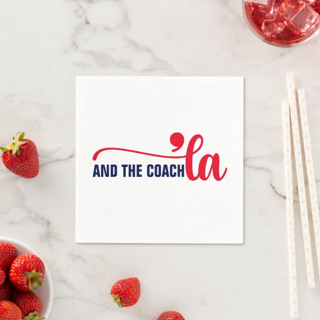 Comma la & Coach | Kamala Harris Coach Pappersservett (Insitu)