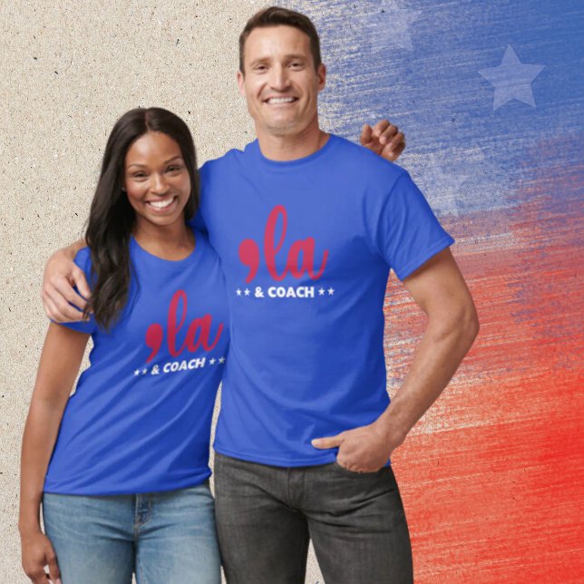 Comma la & Coach-Kamala Harris Tim Walz Blue T Shirt (Skapare uppladdad)