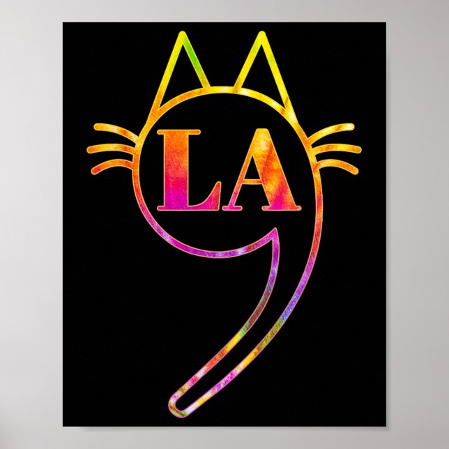 Comma La Kamala Cat Tie Dye Retro Harris 2024 Wome Poster (Framsidan)