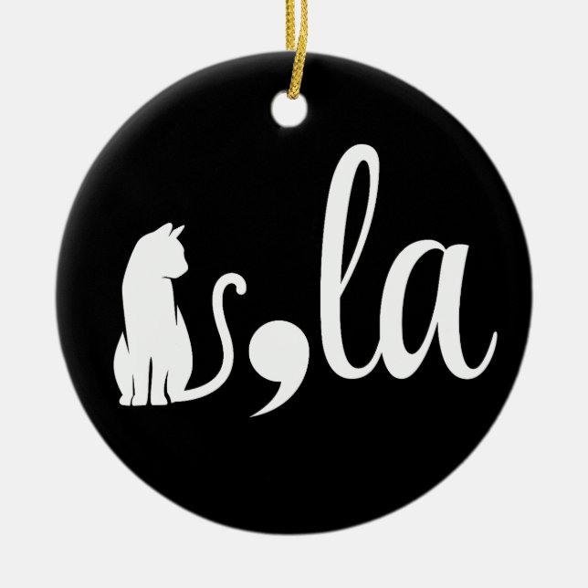 Comma La Kamala Harris - cat mamma för Kamala Julgransprydnad Keramik (Framsidan)