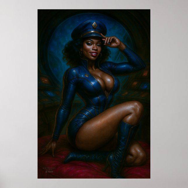 Commander Gail Kween Affisch | Sensuell Sci-Fi Pin (Framsidan)