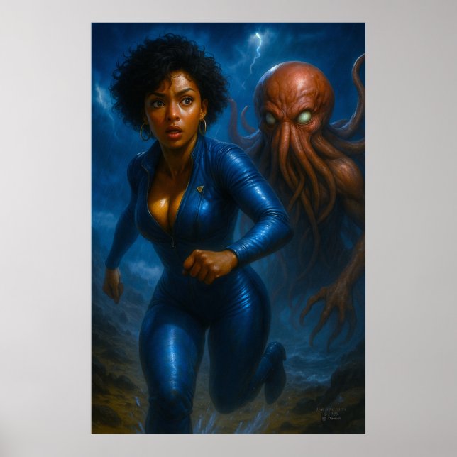 Commander Gail Kween vs Grotesque Octopus | Anime  Poster (Framsidan)