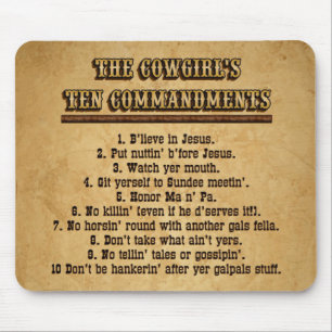 Commandments MOUSEPAD för Cowgirl 10 Musmatta