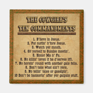 Commandmentsmagnet för Cowgirl 10 Magnet