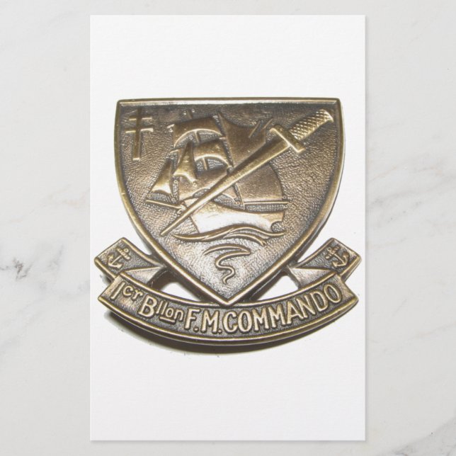 Commando Kieffer - Insigne 1er BFMC Brevpapper (Framsida)