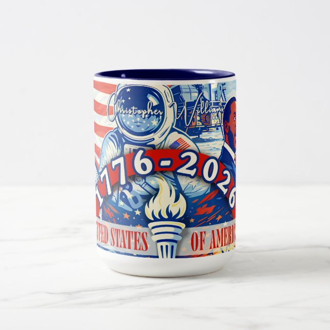 Commemorative 1776-2026 USA Personalized Två-Tonad Mugg (Center)