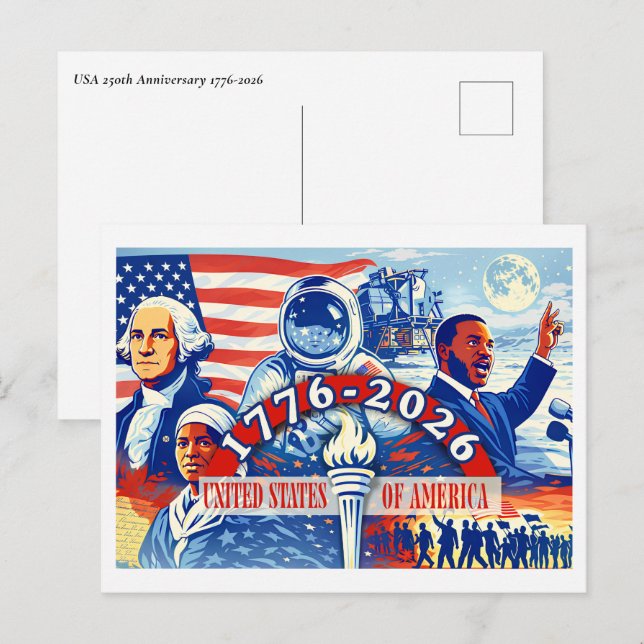 Commemorative 1776-2026 USA’s Semiquincentennial Helg Vykort (Fram/baksida)