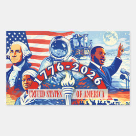 Commemorative 1776-2026 USA Semiquincentennial  Rektangulärt Klistermärke