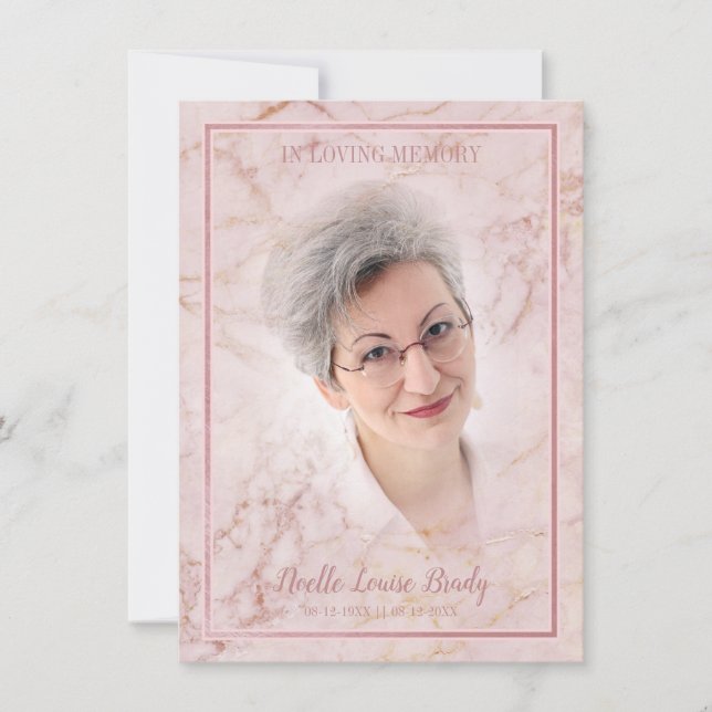 Commemorative Celebration of Life Pink Faux Marble (Framsida)