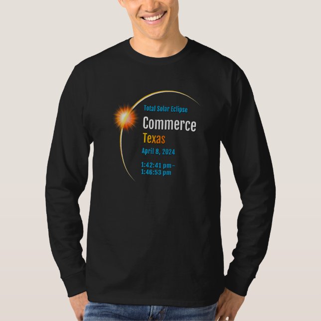 Commerce Texas Tx Total Solar Eclipse 2024 1 T Shirt (Framsida)