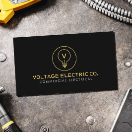 Commercial Electrician Professional Black Visitkort