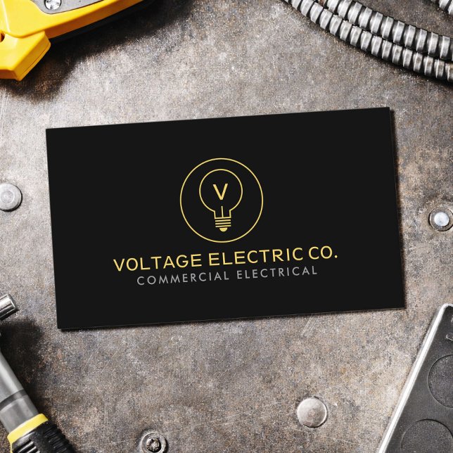 Commercial Electrician Professional Black Visitkort (Skapare uppladdad)