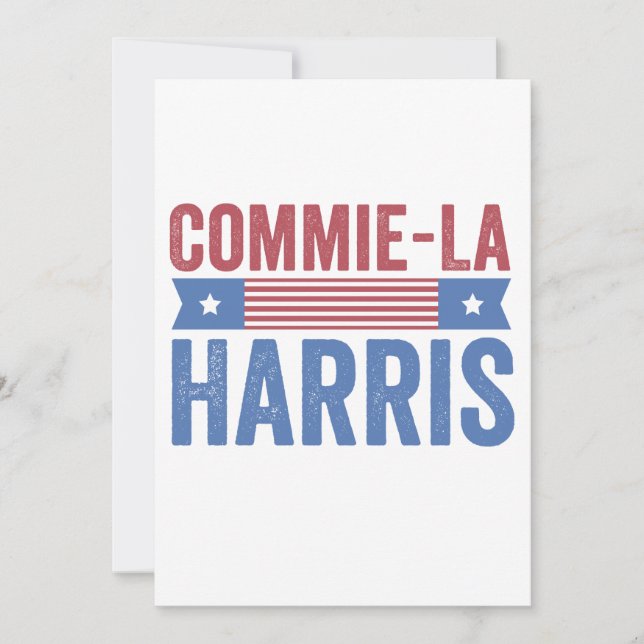 Commie-La Harris 2024 Funny Anti Kamala Harris Tack Kort (Framsida)