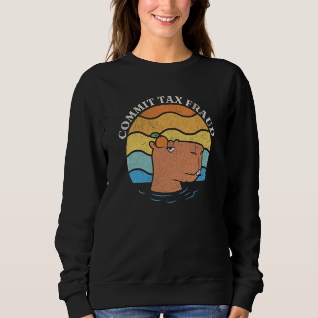 Commit Tax Fraud Tax Season Capybara Orange Retro T Shirt (Framsida)