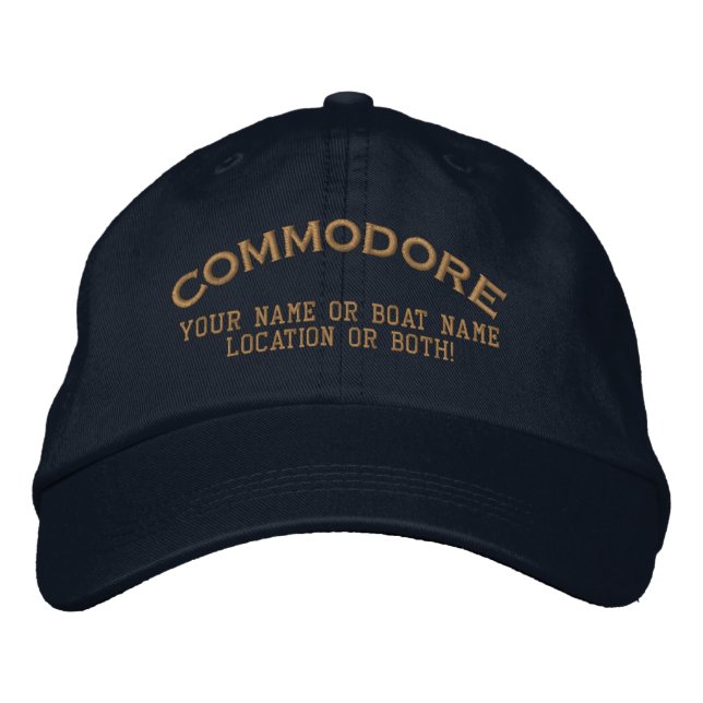 Commodore Anpassa Ditt Namn Båt Lokal Broderad Keps (Framsida)
