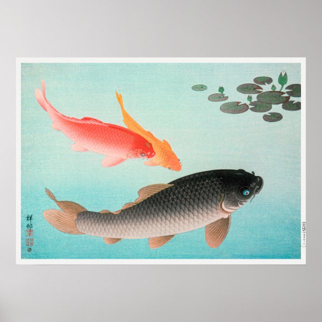 Common and Golden Carp by Ohara Koson (1935) Poster (Framsidan)