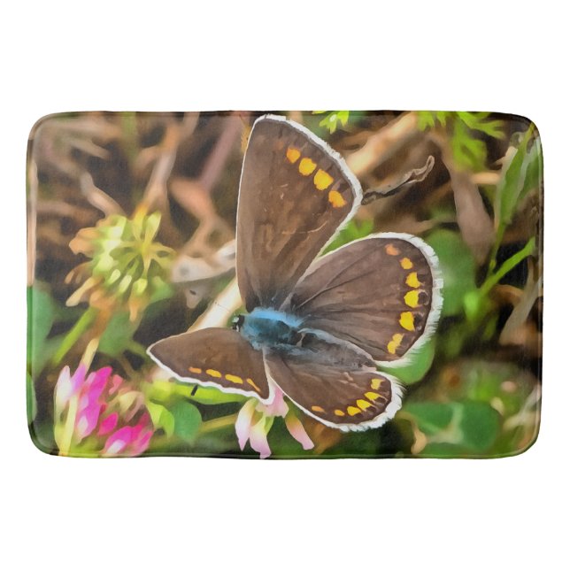 Common Blue Butterfly Polyommatus Icarus Painting Badrumsmatta (Framsidan)