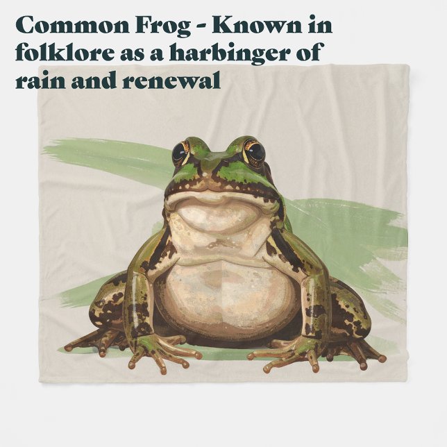 Common British Frog | Goblincore Nature Art Fleecefilt (Common Frog. Known in folklore as a harbinger of rain and renewal. Housewarming Blanket Gift )