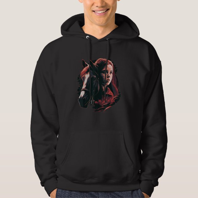 Common Girl Portrait Horse  Rider Hoodie (Framsida)