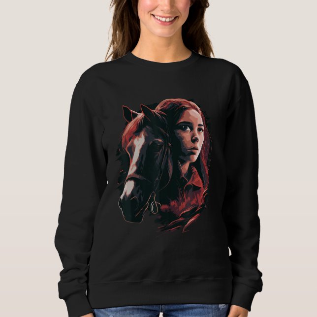 Common Girl Portrait Horse  Rider T Shirt (Framsida)