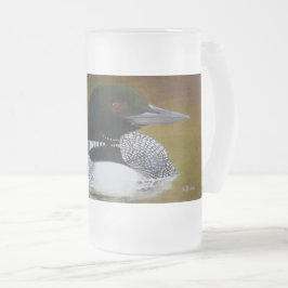 Common Loon Frosted Glass Mugg, 16 oz Frostat Ölglas