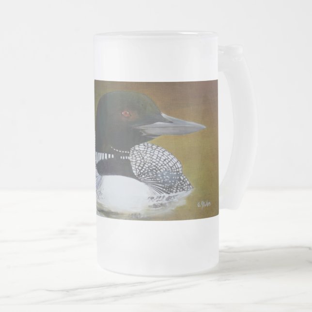 Common Loon Frosted Glass Mugg, 16 oz Frostat Ölglas (Framsida höger)