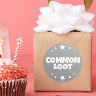Common Loot Gamer Kids Grått Text Slogan Runt Klistermärke