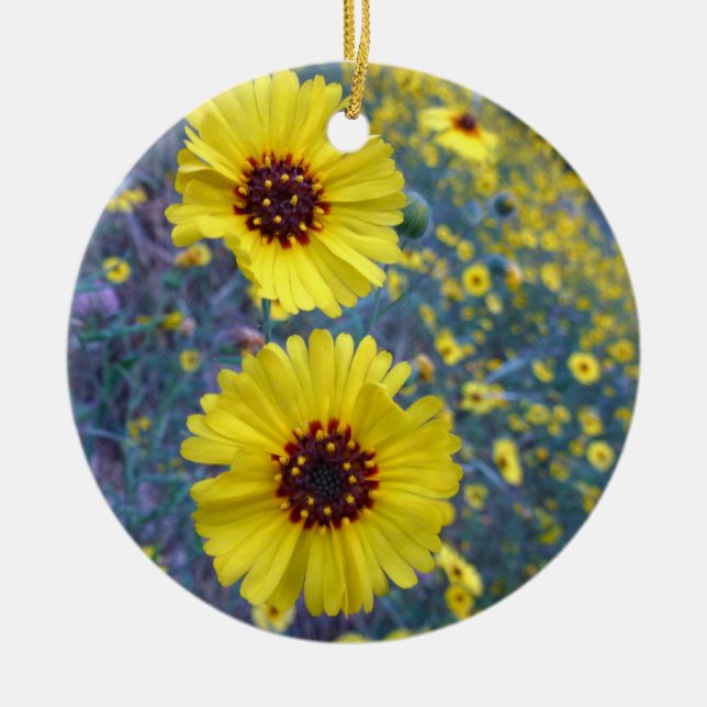 Common Madia Flowers i Sequoias nationalpark Julgransprydnad Keramik (Framsidan)