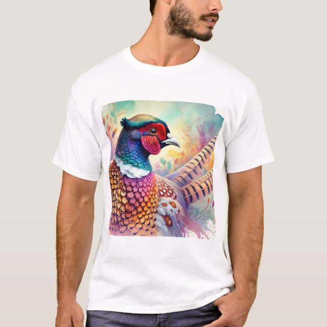 Common Pheasant 170724AREF133 - Watercolor T Shirt (Framsida)