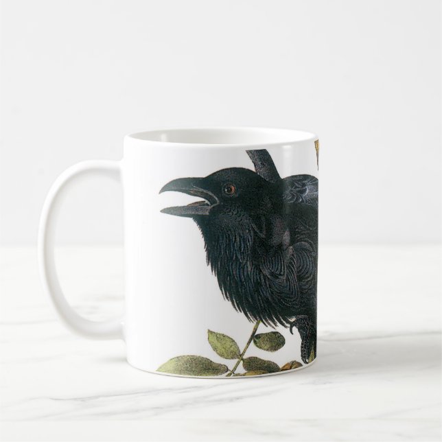 Common Raven av Audubon Kaffemugg (Vänster)