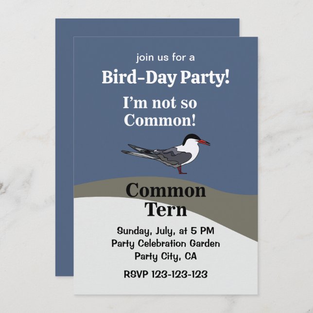 Common Tern Seabird Funny Birthday Party Inbjudningar (Fram/baksida)
