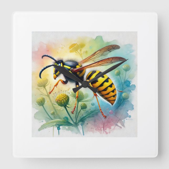 Common wasp 130924AREF110 - Watercolor Fyrkantig Klocka (Framsida)
