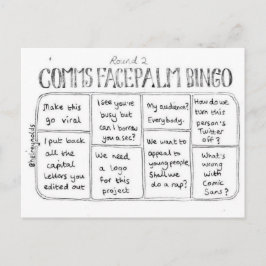 Comms Facepalm Bingo Round 2 vycard Vykort