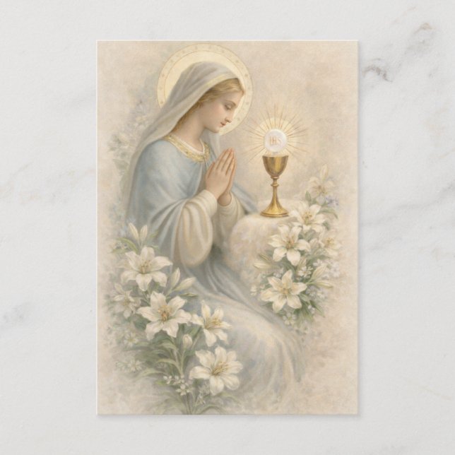 Communion Blessed Mary  Remembrance Holy Card Tilläggskort (Framsida)