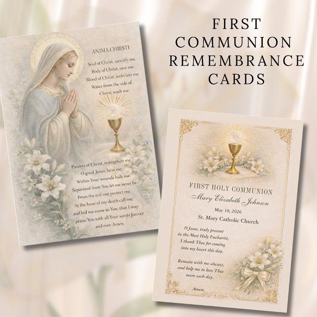 Communion Blessed Mary  Remembrance Holy Card Tilläggskort (Skapare uppladdad)
