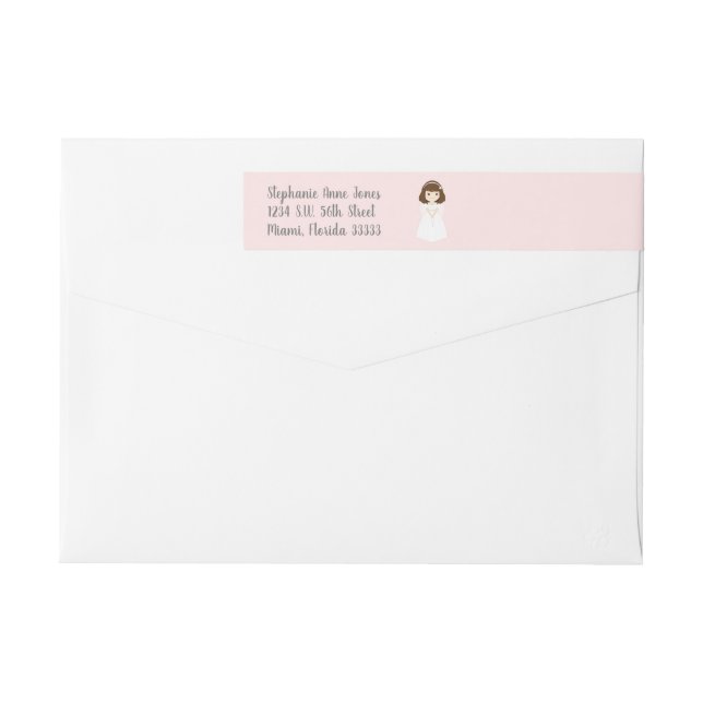 Communion Dove Brunette Girl Etikettband (Baksidan)