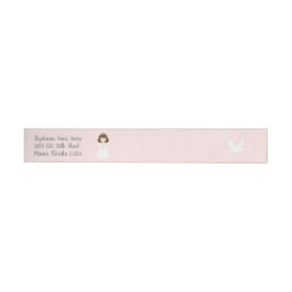 Communion Dove Brunette Girl Etikettband