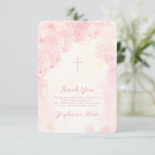 Communion Flowers Rosa Watercolor Tack Inbjudningar
