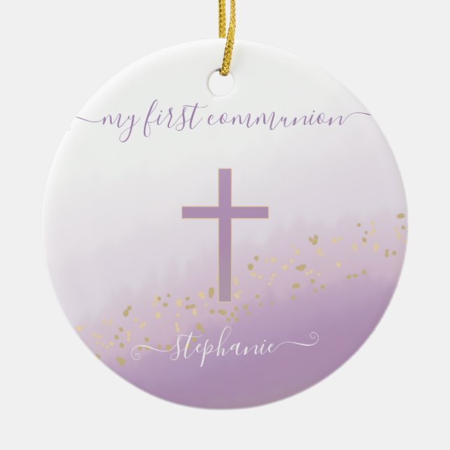 Communion Kor Lavender Watercolor Prayer Julgransprydnad Keramik (Framsidan)