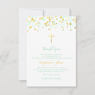 Communion Mint och Guld Confetti Inbjudningar