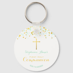 Communion Mint och Guld Confetti Nyckelring