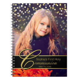 Communion Photo Elegant Guld Typography Glitter Anteckningsbok