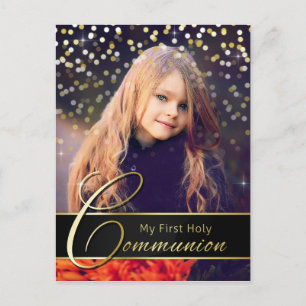 Communion Photo Elegant Guld - vykortsinbjudan Inbjudan Vykort