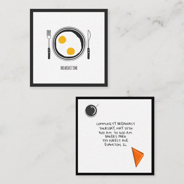 community-flygblad för frukost fyrkantigt visitkort (Fram/baksida)