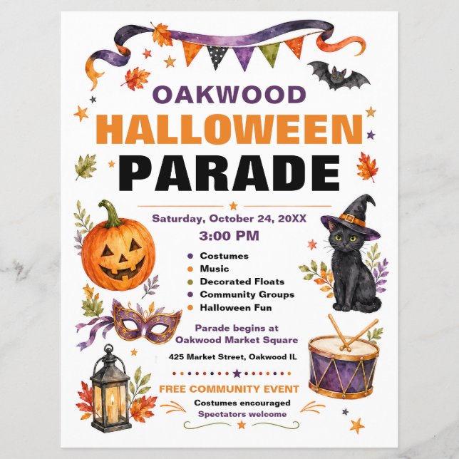 Community Halloween-parad-flyer Reklamblad (Framsidan)